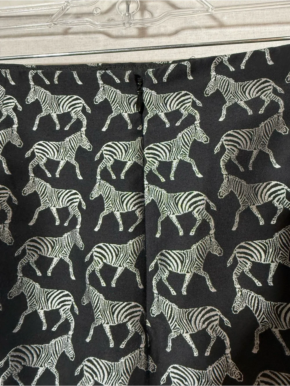 J. Crew Black Mini Skirt with White Zebra Print Size 6